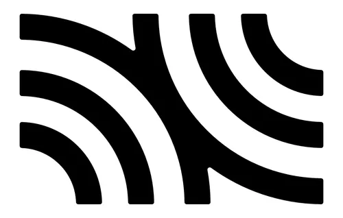 Drawing of two half concentric circles touching each other - the Click Sonar app icon